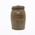 10" Blue Decorated Stoneware Canning Jar. A.P. Donaghho. Parkersburg, WV
